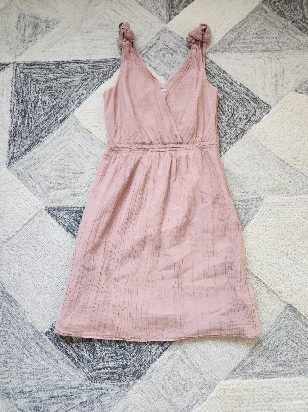 Banana Republic Dusty Rose Knot-Shoulder V-Neck Dress